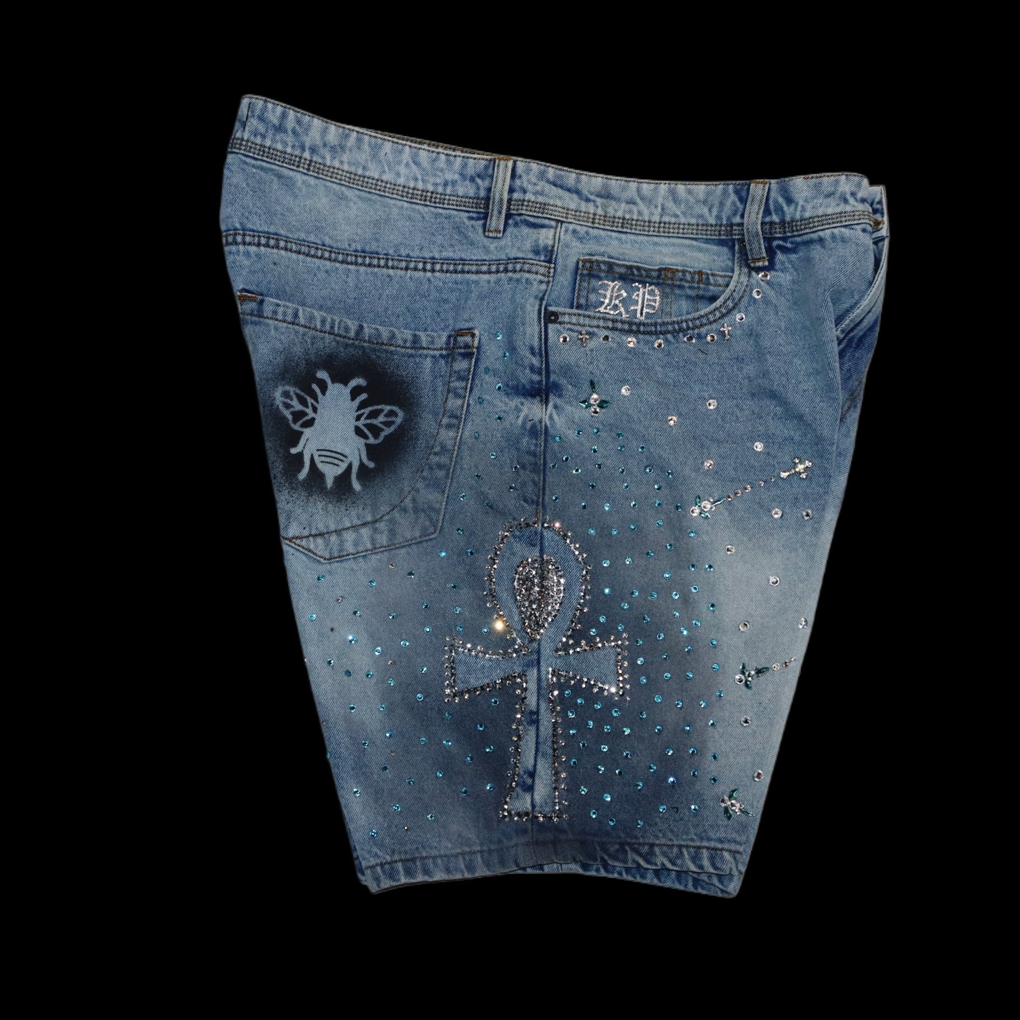 KP:Blue Galaxy Denim Jeans Shorts {size 36}