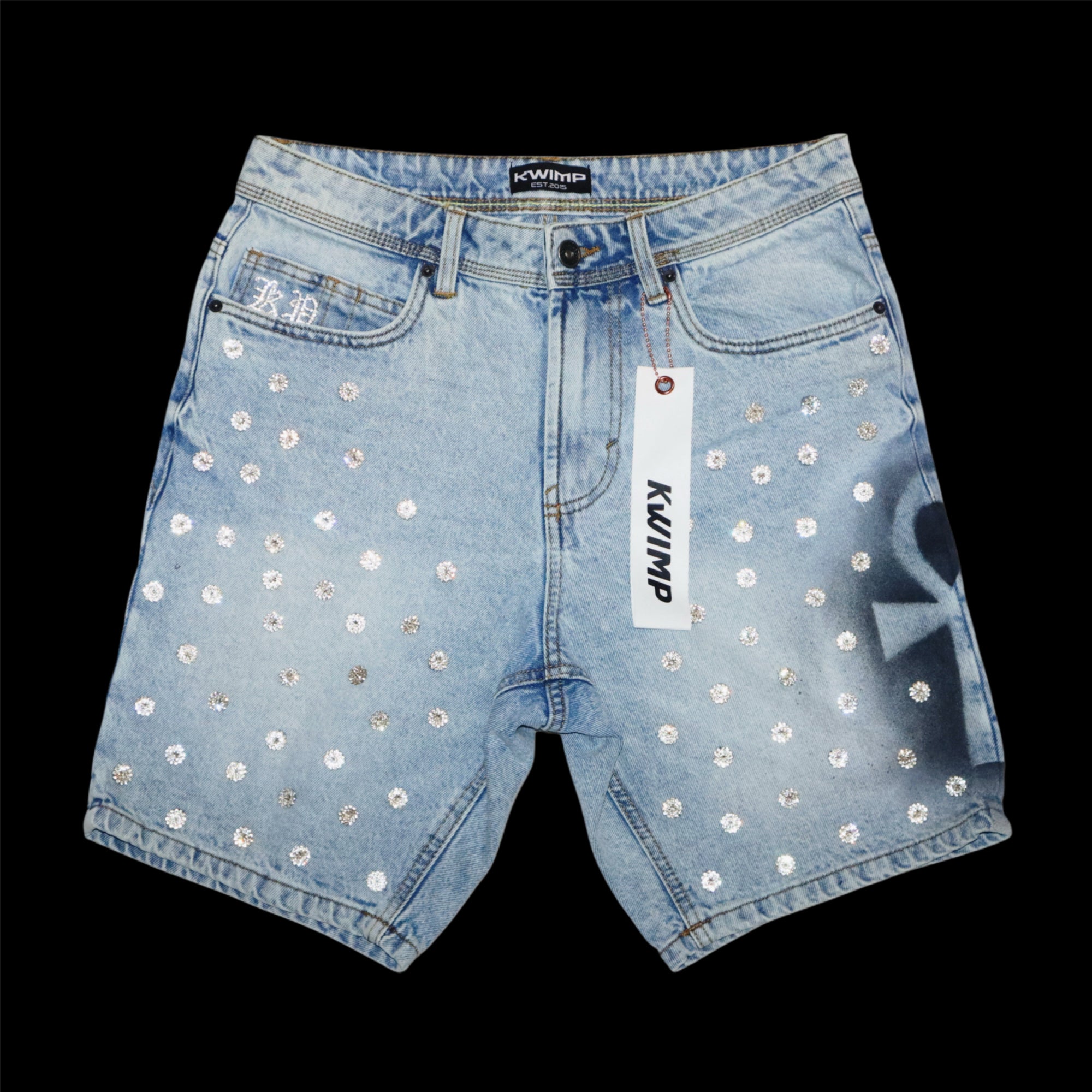 KP: Circle Burst Denim Jeans Shorts {size 30}